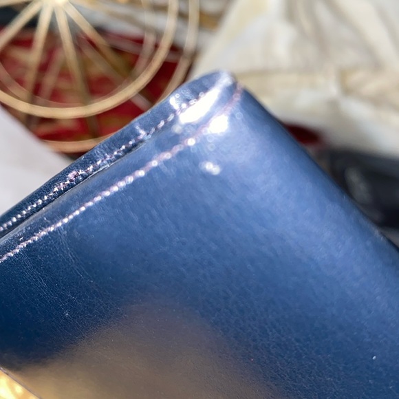 💯AUTHENTIC CELINE TRIOMPHE NAVY BLUE CALF SKIN LEATHER LONG BI-FOLD WALLET - Picture 15 of 15